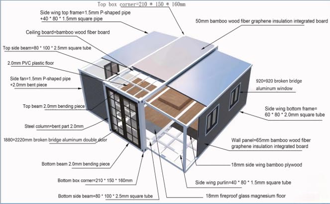 Expandable prefabricated Home Mobile, Prefab House for Hotel, Booth, Office, Guard House, Workshop - Efficient and Versatile Living Solution (20FT*40FT) - WoodArtSupply