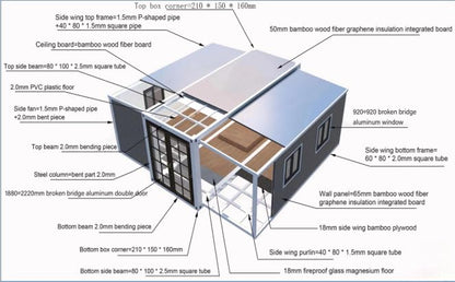 Expandable prefabricated Home Mobile, Prefab House for Hotel, Booth, Office, Guard House, Workshop - Efficient and Versatile Living Solution (20FT*40FT) - WoodArtSupply