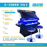 Creative Arcades Full Size Commercial Grade Cocktail Arcade Machine | 2 Player | 3500 Games | 26" LCD Lifting Screen | LED | 4 Sanwa Joysticks | Trackball | 2 Stools | 3 Year Warranty Creative Outdoor Distributor
