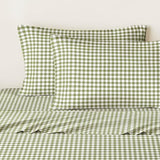 Wake In Cloud - Gingham Bed Sheets, 4-Piece Sheet Set, Plaid Checkered Check Pattern Printed Cute Preppy College Dorm Bedding, Deep Pocket, Moss Green, Full Size Wake In Cloud