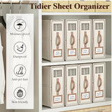 BigPonPon 4 Pack Foldable Bed Sheets Set Organizers and Storage(King & Queen Size),Linen Fabric Closet Organizers with Window,Folding Bedding Storage Box for Bedsheets and Pillow Cube Organizer-Beige BigPonPon