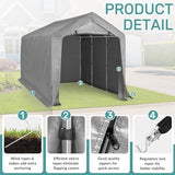 8x12ft Heavy Duty Waterproof Carport Tents,Outdoor Carport Car Canopy Tent,Sturdy Large Carports Tents,UV Protection Patio Gazebo Canopy Tent,with Metal Frame,for Outside Garden Yard Garage (Grey) Eikyutora
