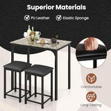 Giantex 3 Pcs Dining Table and Chairs Set with Faux Marble Tabletop 2 Chairs Contemporary Dining Table Set for Home or Hotel Dining Room, Kitchen or Bar (Beige & Black) Giantex