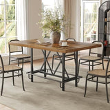 LITTLE TREE 63-Inch Industrial Bar Table with Metal Footrest, Counter Height Pub Table for Kitchen, Home Bar & Entertaining (Brown) LITTLE TREE