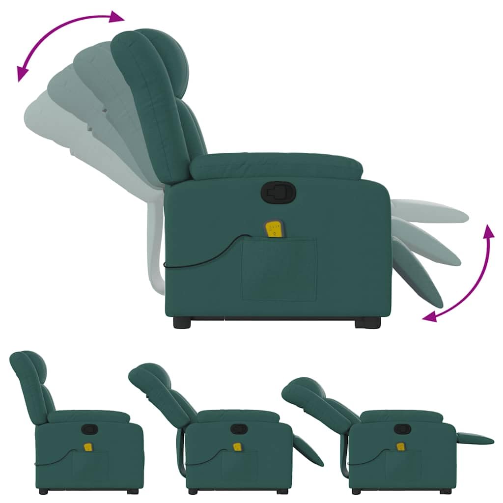 WRJENFSC Dark Green Power Lift Recliner Chair Oversized Massage Living Room Furniture Fabric Polyester 535 lbs Capacity Adjustable Armrests for Living Room Bedroom Reading WRJENFSC