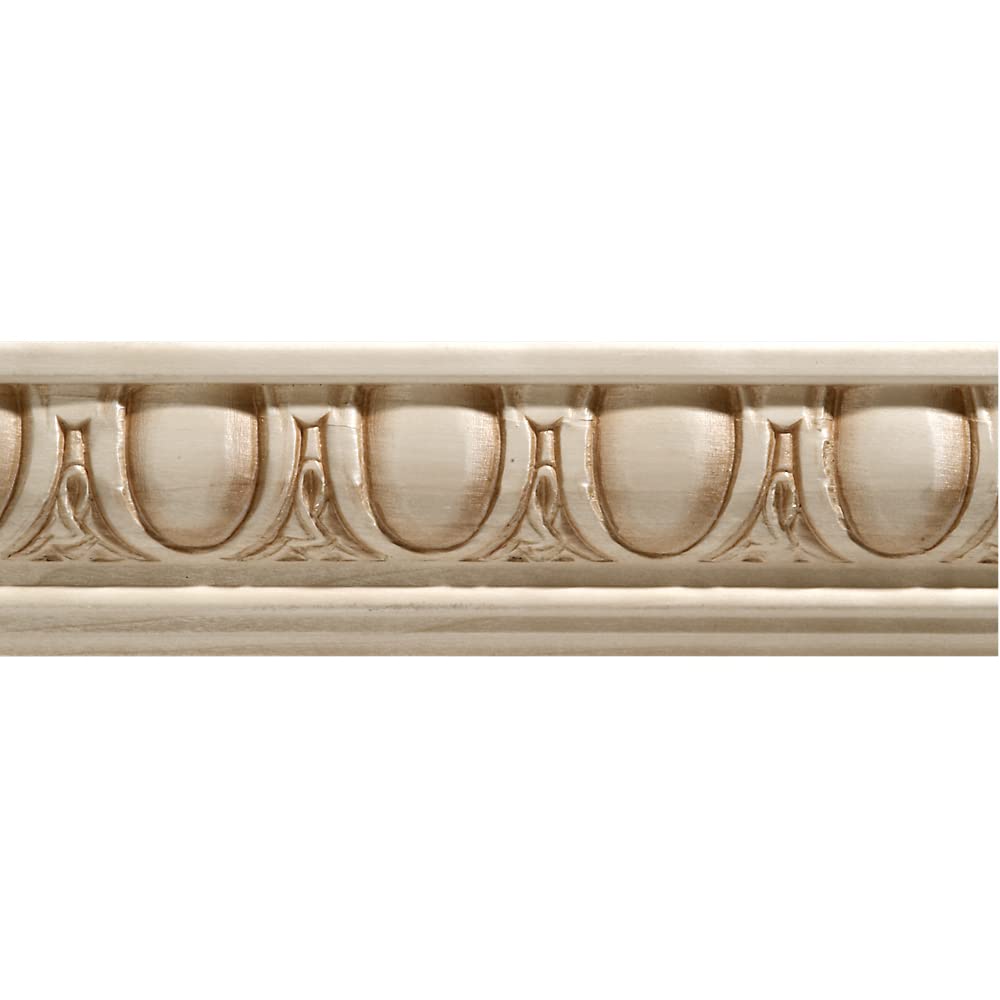 1691-4FTWHW Unfinished White Hardwood Egg & Dart Chair Rail Moulding ORNAMENTAL
