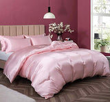 P Pothuiny 5 Pieces Satin Duvet Cover Full/Queen Size Set, Luxury Silky Like Blush Pink Duvet Cover Bedding Set with Zipper Closure, 1 Duvet Cover + 4 Pillow Cases (No Comforter) P Pothuiny