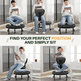 Primy Criss Cross Office Chair - ADHD Cross Legged Chair with Wheels - Adjustable Height Ergonomic Kneeling Desk Chairs for Meditation Yoga Home Office with Backrest, 360°Rotating Footrest - Black Primy