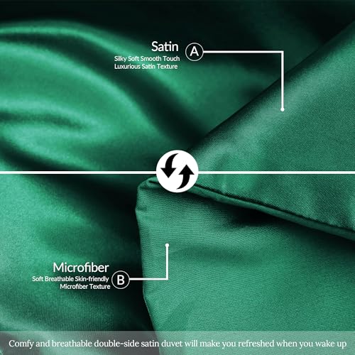 Whale Flotilla 2-Piece Reversible Silky Soft Twin Size Comforter Bedding Set, Luxurious Satin Comforters with Satin Pillowcase, Lightweight Duvet for All Seasons,Deep Green Whale Flotilla