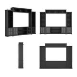 ECACAD 4-Piece Wall Unit TV Stand with Bookshelves for TVs up to 65", Modern TV Console Table Media Entertainment Center with Glass Doors & Open Shelves for Living Room, Bedroom & Home Theater, Black ECACAD