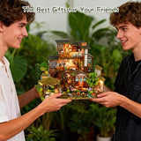 DIY Miniature House Kit, Dollhouse Kit, 3D Wooden Puzzles Bookshelf Craft Kits, Mini Doll House Building Kit for Adults Teen(Garden Cottage)