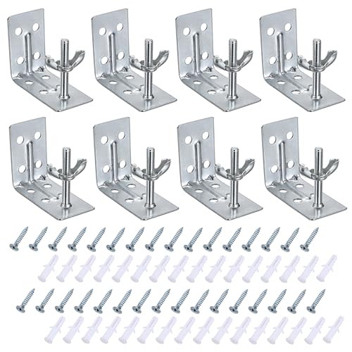 Sumnacon Shade L Brackets 8 Pcs Mounting L Bracket with Wingnut for Woven Wood Bamboo Roman Shade Metal L Shade Brackets for Inside,Ceiling or Wall Mount Silver L Blind Brackets for Home Sumnacon