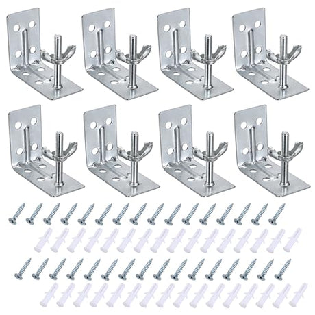 Sumnacon Shade L Brackets 8 Pcs Mounting L Bracket with Wingnut for Woven Wood Bamboo Roman Shade Metal L Shade Brackets for Inside,Ceiling or Wall Mount Silver L Blind Brackets for Home Sumnacon