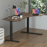 Fromann Standing Desk Frame Electric Height Adjustable Desk Legs Sit Stand Up Table Base Dual Motor L Shaped Corner with USB for Home and Office (Black) Fromann
