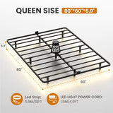 Kaelidra Queen Size Floating Bed Frame with Smart LED Lights, Heavy Duty Metal Platform Floating Bed Frame, No Box Spring Needed, Easy Assembly, Noise Free Kaelidra