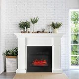 55 Inch Electric Fireplace with Mantel, Elegant Heater for Living Room or Bedroom with Remote Control and LED Flame Effects, White Cloud Mountain
