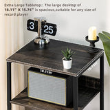 LELELINKY 3 Tier Farmhouse Drak Gray End Table, Large 18" Wide Record Player Tables with Vinyl Storage Shelf, Industrial Turntable Printer Stands, Modern Side Tables for Living Room, Bedroom, Office LELELINKY
