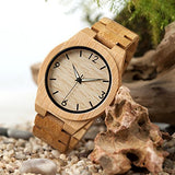 BOBO BIRD D27 Men's Bamboo Wooden Watch Numeral Scale Large Face Quartz Watch Lightweight Casual Sports Watches with Luminous Night Silver Pointer Gift Box BOBO BIRD