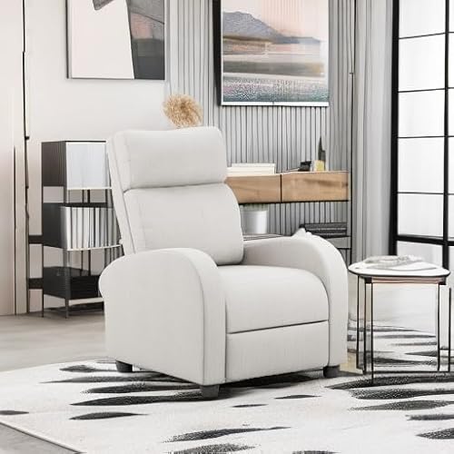 Homall Recliner Chair, Recliner Sofa for Adults, Recliners Home Theater Seating with Lumbar Support, Reclining Sofa Chair for Living Room (Fabric, Beige)