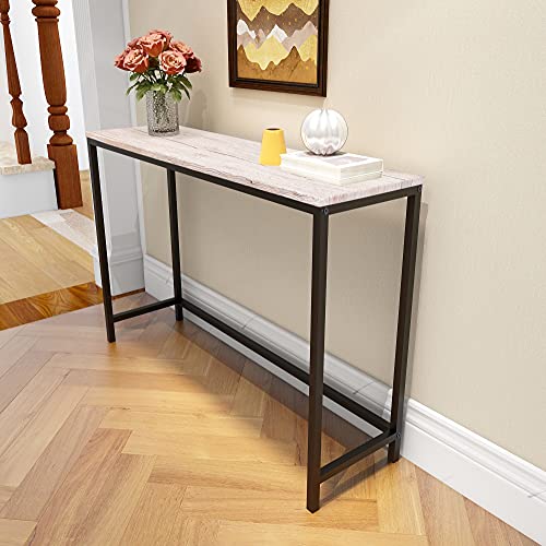 HOMERECOMMEND Console Table for Entryway Narrow Sofa Tables Entryway Table Rustic Narrow Entrance Console Tables Front Door Console Table Accent Table for Living Room Corridor Hallway White Oak HOMERECOMMEND