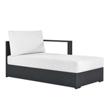 Modway Tahoe Powder-Coated Aluminum Outdoor Chaise Lounge in Gray White with Weather-Resistant Cushions, Modular Right-Facing Patio Lounger for Pool Furniture or Sectional Sofa Set Modway