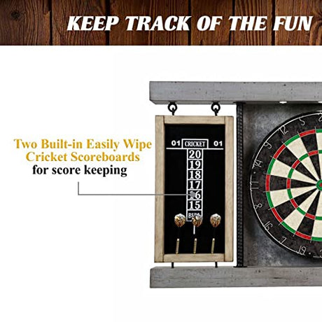Seller123 Prescott Collection 40'' Dartboard Cabinet Set, Steel Tip Darts, Gray Seller123