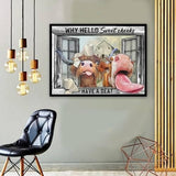 MOMDEDP Highland Cow Diamond Painting Kits for Adults - 5D Cow Diamond Art Kits for Beginners, DIY Cow Diamond Art Painting Crafts Funny Cow for Decor Home Walls Gifts 12X16Inch MOMDEDP