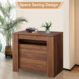20"-118" Extendable Dining Table Console Table, Modern Large Dining Table for 2-14 People, Walnut Wood Kitchen Dining Room Table with Wood Legs, Farmhouse Extendable Console Table for Entryway Henf