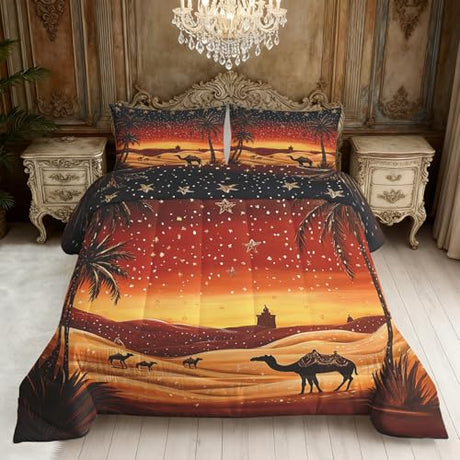 African Comforter Set California King Size, Desert Animal Camel Comforter All Season Down Alternative California King, African Bedroom Decor Duvet with Pillowcase Generic