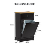 GAZHOME Tilt Out Trash Cabinet, Wooden Free Standing Trash Cabinet,Recycling Cabinet with Hideaway Drawer,10 Gallon Tilt Out Trash Cabinet Kitchen(Black) GAZHOME