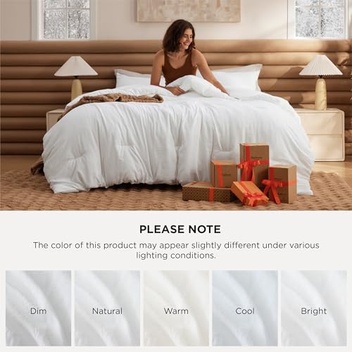 Bedsure Queen Comforter Set, White Soft Prewashed Bedding for All Seasons, 3 Pieces GentleSoft™ Bed Set, 1 Lightweight Comforter (90"x90") and 2 Pillowcases (20"x26") Bedsure
