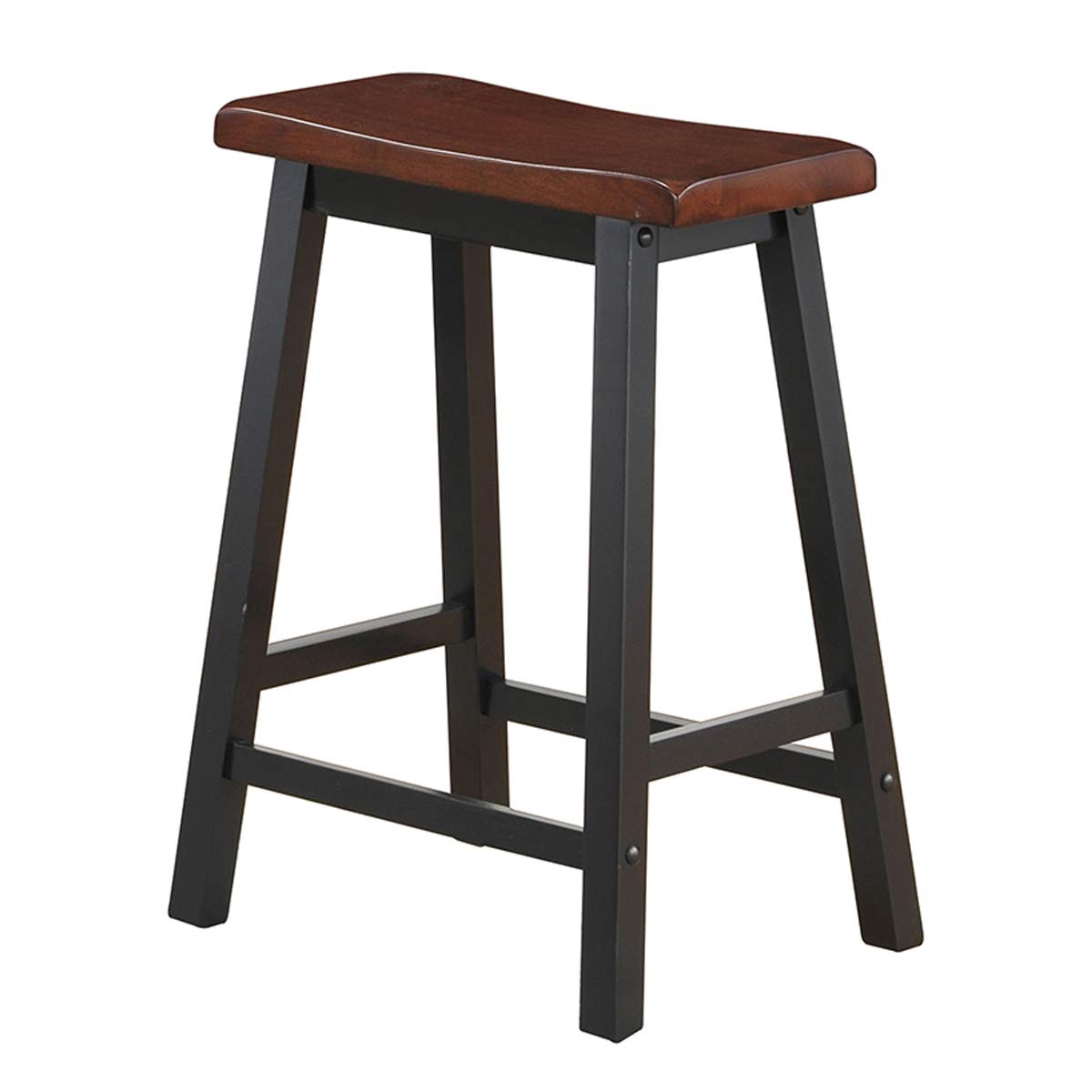 COSTWAY Saddle Stools Set of 2, 24-inch Height Vintage Counter Height Chairs with Solid Wood Legs, Modern Backless Design Indoor Bar Stools for Kitchen, Dining, Pub and Bistro, Brown COSTWAY