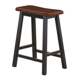 COSTWAY Saddle Stools Set of 2, 24-inch Height Vintage Counter Height Chairs with Solid Wood Legs, Modern Backless Design Indoor Bar Stools for Kitchen, Dining, Pub and Bistro, Brown COSTWAY