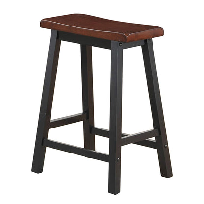 COSTWAY Saddle Stools Set of 2, 24-inch Height Vintage Counter Height Chairs with Solid Wood Legs, Modern Backless Design Indoor Bar Stools for Kitchen, Dining, Pub and Bistro, Brown