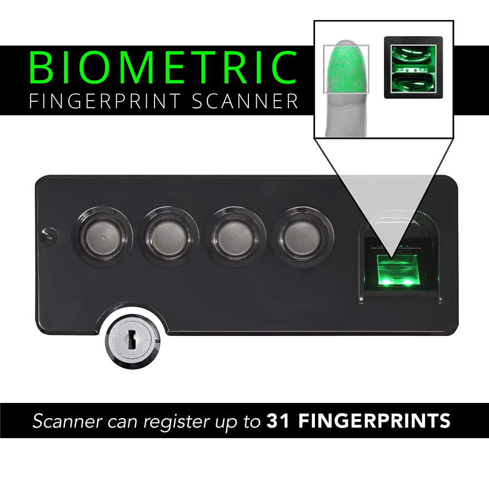 Stealth Biometric Handgun Hanger Safe Quick Access Pistol Security Box CA DOJ Approved Stealth