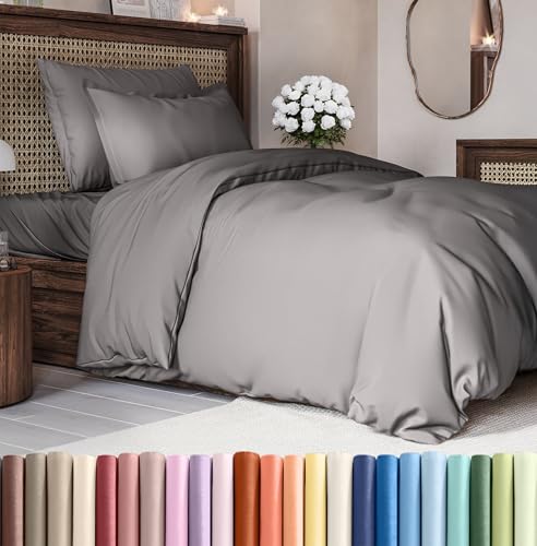 Duvet Cover Twin/Twin XL Size - Extra Soft Twin/Twin XL Size Duvet Cover - Breathable, Easy Care and Fade Free with Zipper Closures & Ties - 68" x 90" Inches - (Dark Grey) Comforter Not Included CGK Unlimited