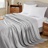 Ersmak Satin Flat Sheet Only, Single Flat Sheet King, Luxury & Ultra Soft Silky Bedding Top Sheet for King Mattress - Grey Ersmak