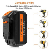 ARyee 6.0Ah Battery Replacement for Dewalt 20 Volt MAX Lithium Ion Battery DCB205 DCB200 DCB206 DCB206-2 DCB204 DCB204BT-2 DCB203 DCB201 with LED Indicator ARyee