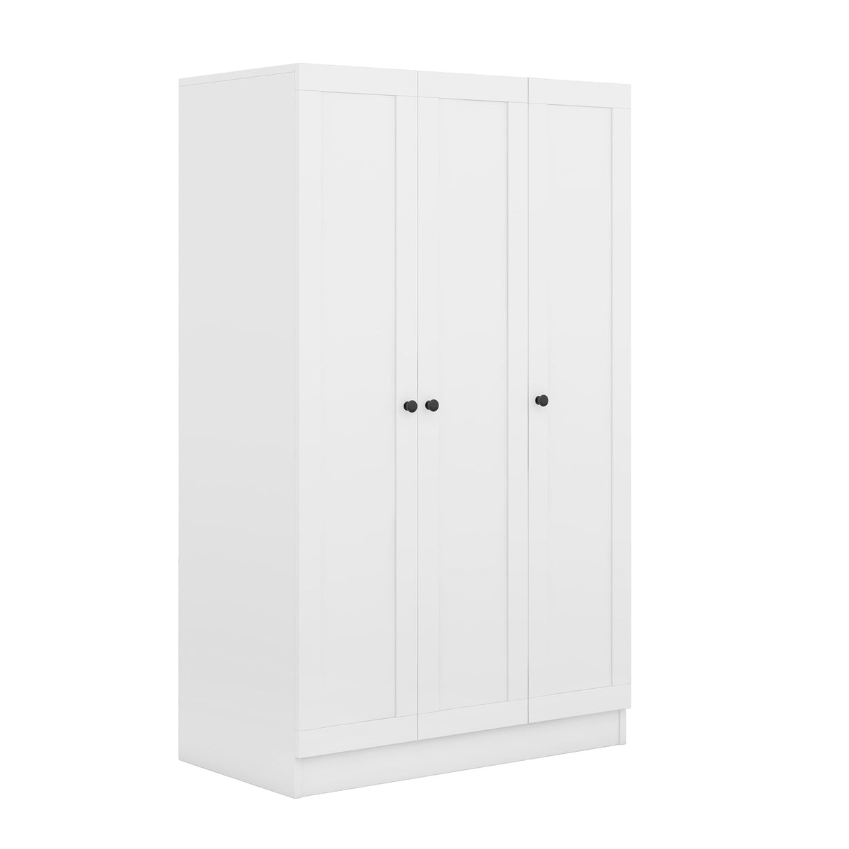 3 Door Wardrobe Armoire Closet with Shutter Doors Freestanding Wardrobe Cabinet with Shelevs and Hanging Rod Clothes, Cabinet Organizer, 21.1"D x 41.4"W x 66.9"H (White) Bellemave