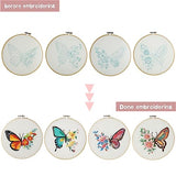 Bonroy 4 Sets Embroidery Kit for Beginners,Embroidery Art Craft Handy Sewing Include Clothes with Pattern,Embroidery Hoops, Instructions,Color Threads Needle (Butterfly) (CX-55)