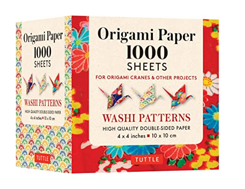 Origami Paper Washi Patterns 1,000 sheets 4" (10 cm): Tuttle Origami Paper: Double-Sided Origami Sheets Printed with 12 Different Designs (Instructions for Origami Crane Included) WoodArtSupply