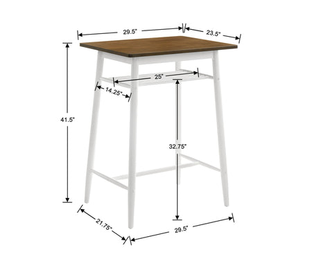 42 inch Modern Bar Table, Wood Pub Table, Rectangular Counter Height Table with White Wooden Legs for Dining Room, Kitchen, Living Room, Walnut Brown Wahson