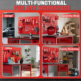 Work Bench, Ferreteriai 47" Heavy Duty Workbench with Power Outlet & USB-C, Exclusive Red Side Battery Holder, Adjustable Height, 2100LB Capacity, Locking Wheels for Garage Workshop Ferreteriai