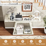 Goujxcy 2 Piece Silver Mirrored Console Table and Round Wall Mirror Set, 55.9" Rectangle Luxury Mirrored Entryway Sofa Table and 31.5" Crush Diamond Wall Mirror Set for Living Room Hallway Entrance Goujxcy