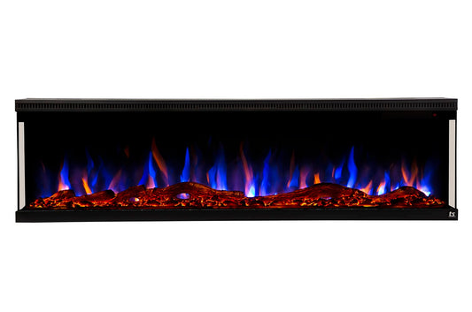 Touchstone Sideline Infinity 3-Sided Smart 72-inch WiFi-Enabled Electric Fireplace - 80051 - Built-in - 60 Color Combinations - 1500/750 Watt Heater (68-88°F Thermostat) - Black - Log & Crystals