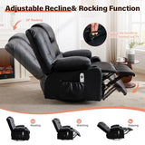 MAHOMICO Swivel Rocker Recliner Chair with Vibration Massage and Heat for Living Room,with Rocking Function and Side Pocket, PU Leather USB Charge Port,2 Cup Holders