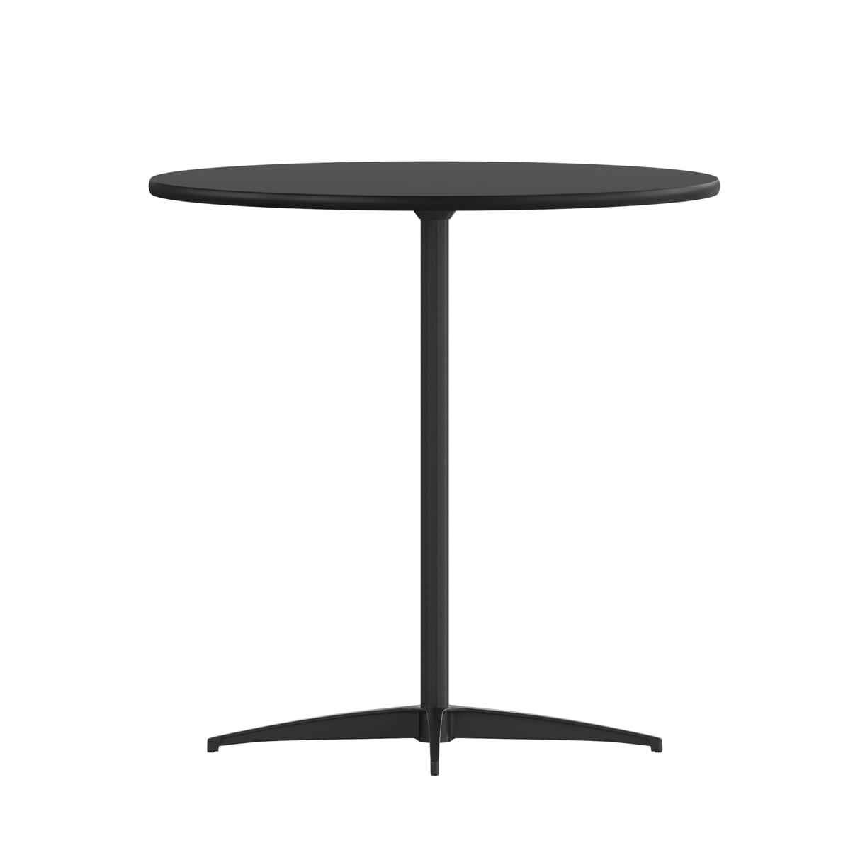 Flash Furniture Lars Black 30'' Round Wood Cocktail Table with 30'' and 42'' Columns Flash Furniture