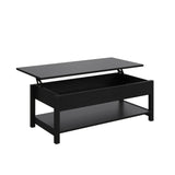 Panana Lift Top Coffee Table with Hidden Compartment & Open Storage Shelf, Lift Tabletop Farmhouse Table Pop Up Table for Living Room,Home Office Reception, (Black) Panana