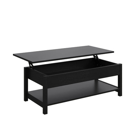 Panana Lift Top Coffee Table with Hidden Compartment & Open Storage Shelf, Lift Tabletop Farmhouse Table Pop Up Table for Living Room,Home Office Reception, (Black) Panana