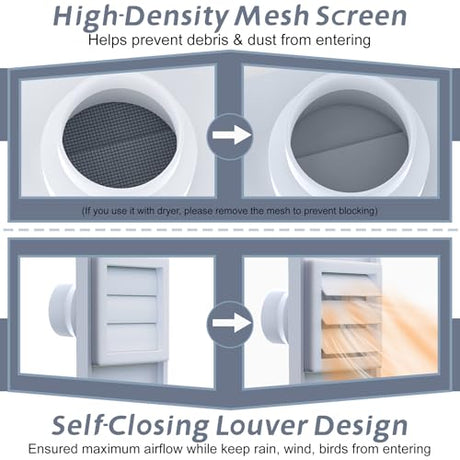 Flamorrow Window Vent Kit with Outdoor Vent Cover Fit for 3" and 4" Hose，Adjustable Window Vent Seal Panels for Exhaust Ventilation Duct of Laser Engraver/3D Printer Enclosure, Dryer, Grow Tent Flamorrow